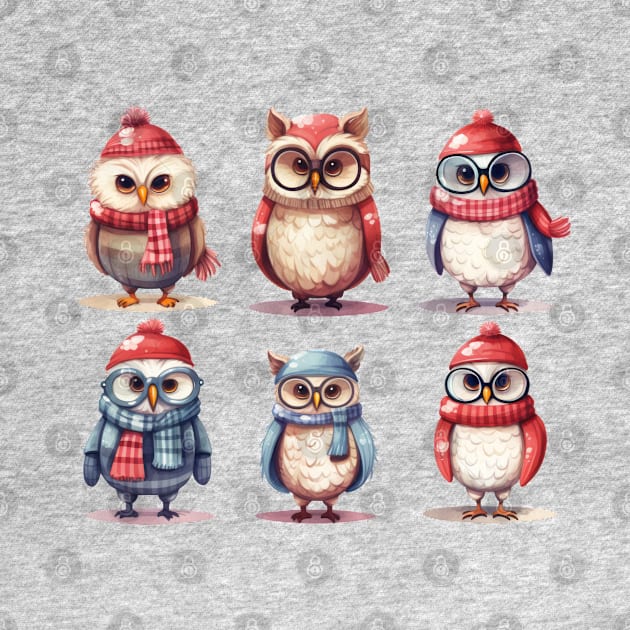 Christmas Owls by TooplesArt
